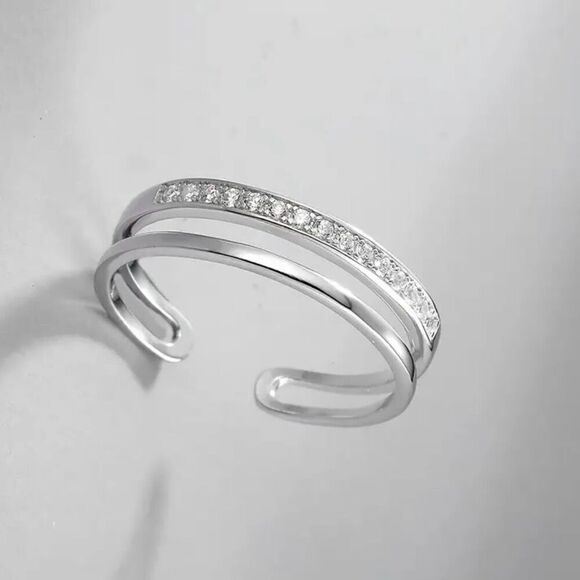 AYP Sterling 925 Silver & Zircon Adjustable. Ring - Picture 5 of 12